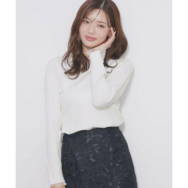 index / インデックス ドットチュールフリルデザインニット【洗濯機OK】