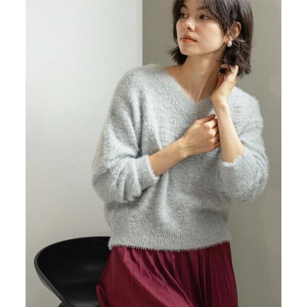 OPAQUE.CLIP / オペーク ドット クリップ スパンコールフェザーVネックニット【洗濯機O...