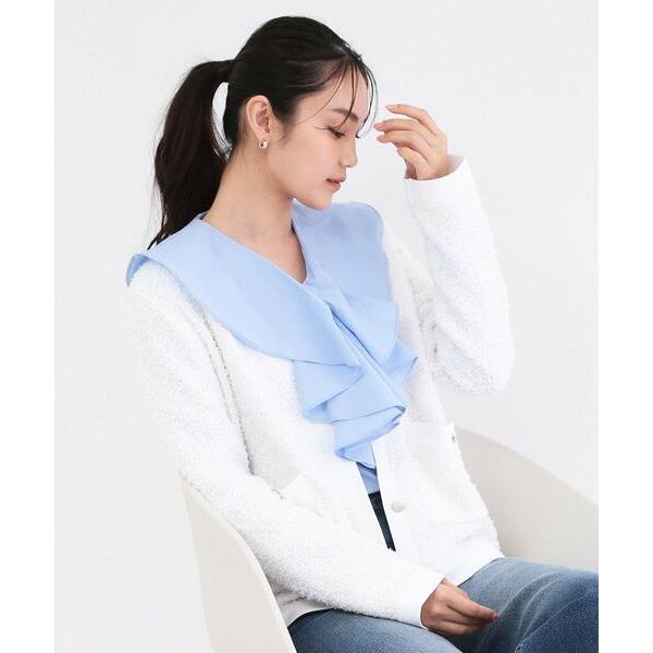 OPAQUE.CLIP / オペーク ドット クリップ ツイードライクVネックニットカーディガン【洗...