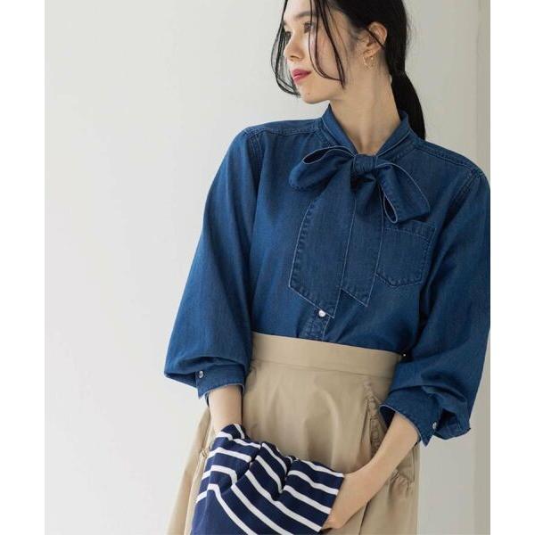 OPAQUE.CLIP / オペーク ドット クリップ セルロース混デニムボウタイブラウス【洗濯機O...