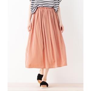 pink adobe / ピンクアドベ マットサテンギャザーロングスカート