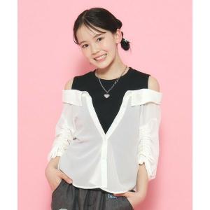 PINK-latte / ピンク ラテ 袖ギャザーシアーレイヤードデザインシャツ｜タカシマヤファッションスクエア
