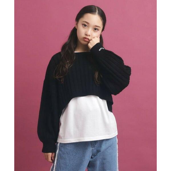 PINK-latte / ピンク ラテ 【セットアイテム】ベーシック レイヤー見せショート丈ニット