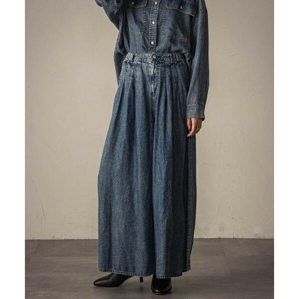 MAYSON GREY / メイソングレイ バイオシルクデニムフレアパンツ≪洗濯機で洗える/セットア...