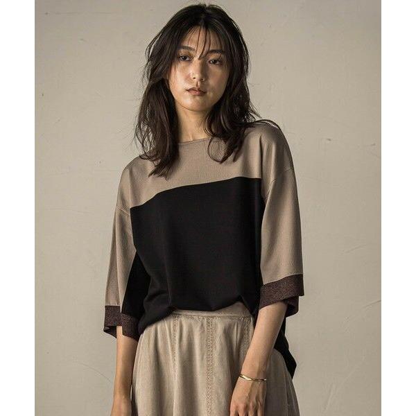 MAYSON GREY / メイソングレイ 配色7分袖ニットプルオーバー≪手洗い可能≫