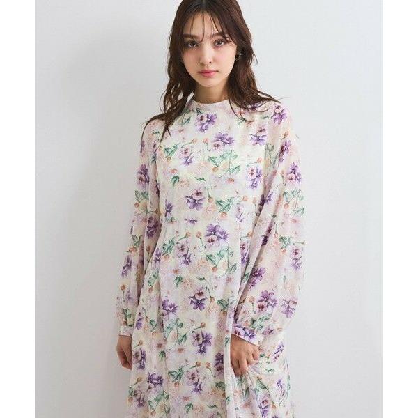 QUEENS COURT / クイーンズコート フラワーシアーワンピース≪洗濯機で洗える≫