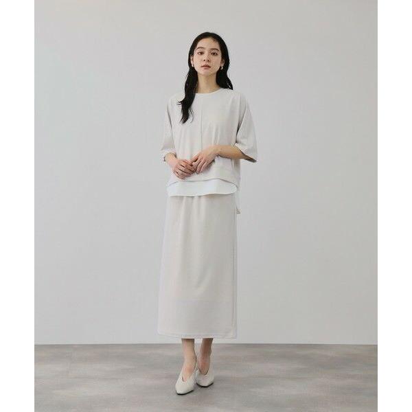 QUEENS COURT / クイーンズコート 【上下セット】レイヤリードルマントップ×スカート2ピ...