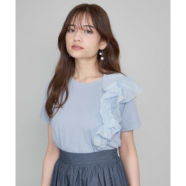 QUEENS COURT / クイーンズコート アシメショルダーフリルTシャツ≪手洗い可能≫