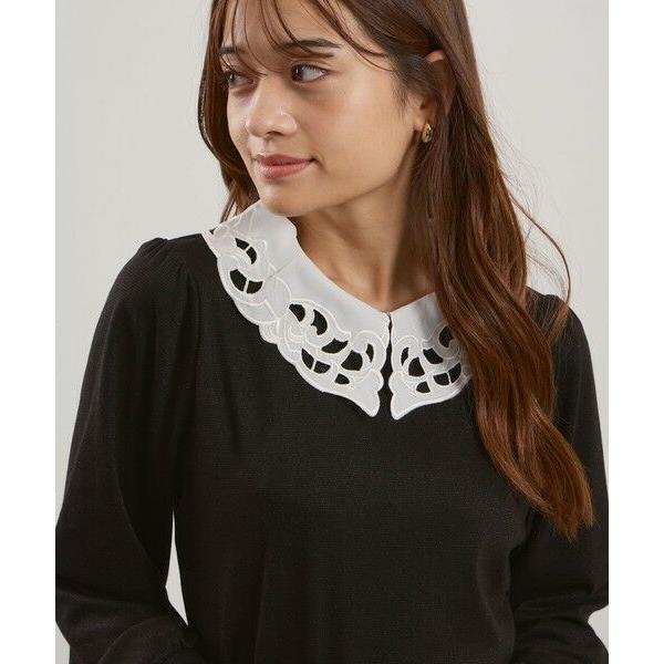 QUEENS COURT / クイーンズコート レースカラーラメMIXカットソー≪手洗い可能≫