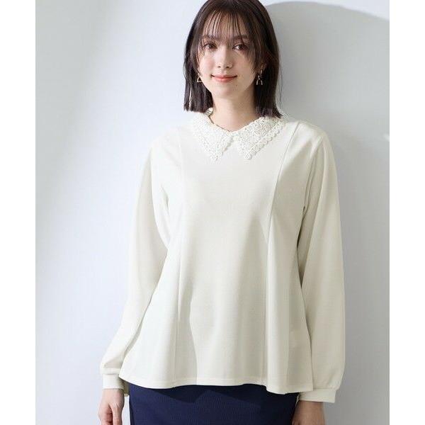 QUEENS COURT / クイーンズコート カットジョーゼットレースカラーフレアプルオーバー