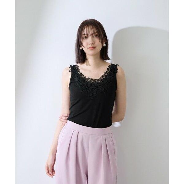 QUEENS COURT / クイーンズコート レースパーツデュアルフェイスタンクトップ