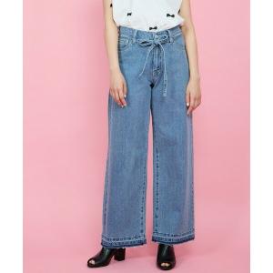 QUEENS COURT / クイーンズコート 紐ベルト付デニムワイドパンツ≪手洗い可能≫