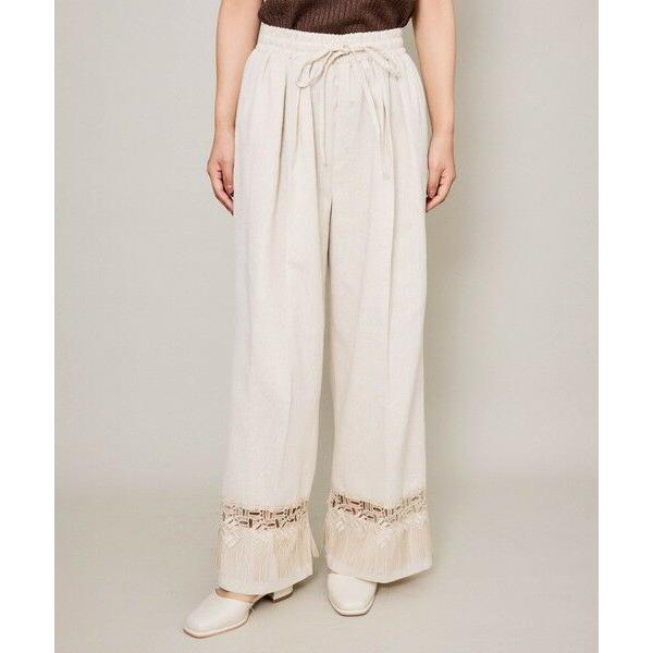 QUEENS COURT / クイーンズコート レーヨン麻レースアレンジイージーパンツ≪洗濯機で洗え...