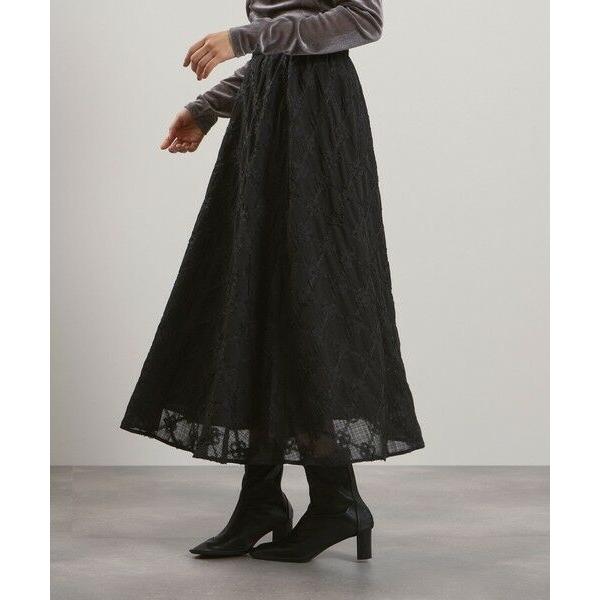 QUEENS COURT / クイーンズコート フラワーレース刺繍フレアスカート≪手洗い可能≫