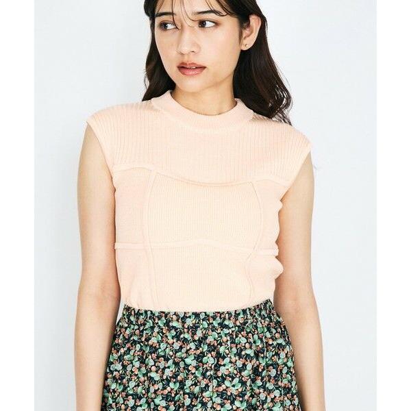 QUEENS COURT / クイーンズコート ビスチェ風切替えニットノースリトップス≪手洗い可能≫