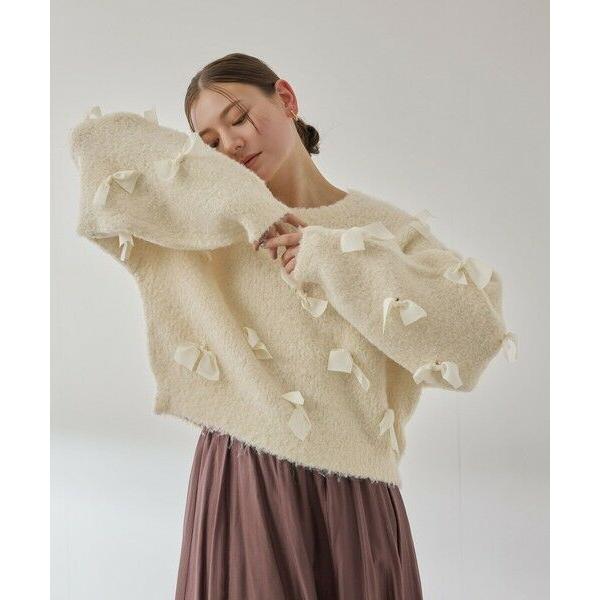 QUEENS COURT / クイーンズコート メニリボンブークレーニット≪手洗い可能≫