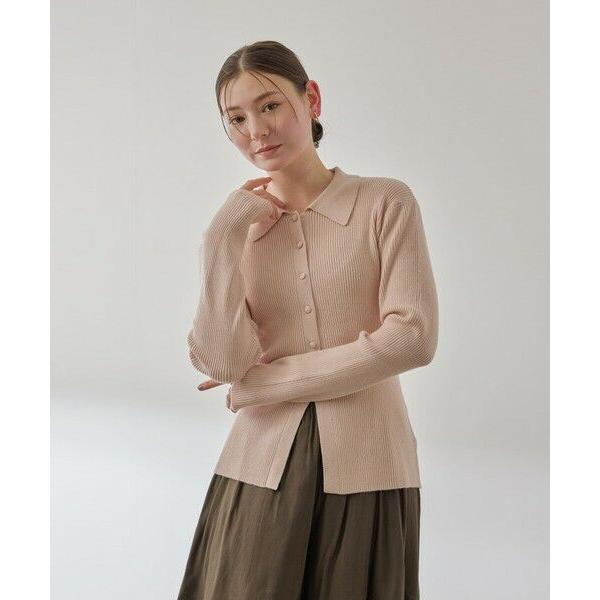 QUEENS COURT / クイーンズコート くるみボタンポロニットカーディガン≪手洗い可能≫