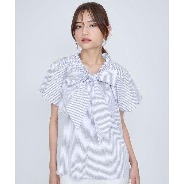 QUEENS COURT / クイーンズコート ボウタイリボンフレアスリーブブラウス≪洗濯機で洗える...