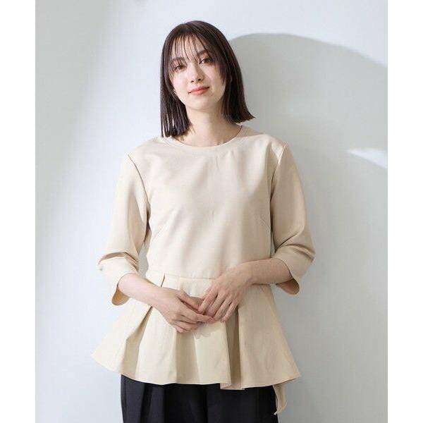QUEENS COURT / クイーンズコート ダブルクロスストレッチペプラムブラウス