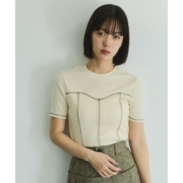 VICKY / ビッキー カットリブハイショクステッチTシャツ≪手洗い可能≫