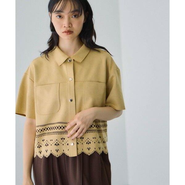 VICKY / ビッキー スカラップヘムカットスウェードシャツ≪手洗い可能≫