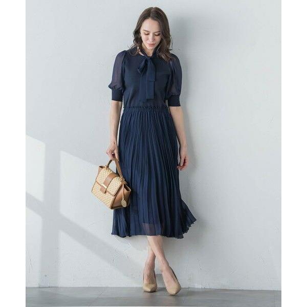 Viaggio Blu / ビアッジョブルー ドッキングプリーツワンピース≪手洗い可能≫