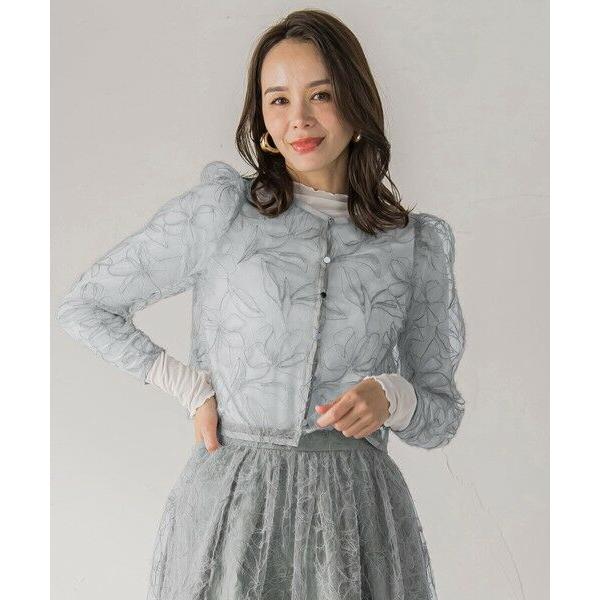 Viaggio Blu / ビアッジョブルー フェザーフラワージャケット≪洗濯機で洗える≫