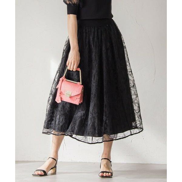 Viaggio Blu / ビアッジョブルー フェザーフラワースカート≪洗濯機で洗える≫