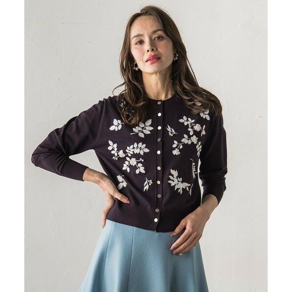Viaggio Blu / ビアッジョブルー 【新色追加】ボタニカルモチーフ刺繍カーディガン