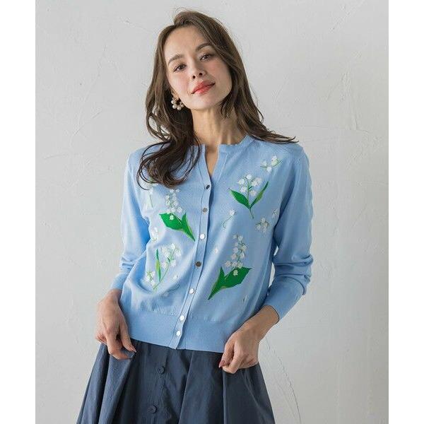 Viaggio Blu / ビアッジョブルー スズラン刺繍ニットカーディガン