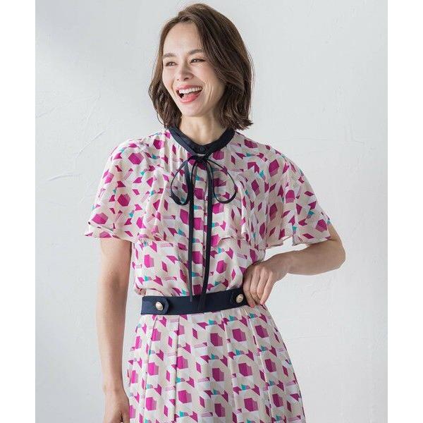 Viaggio Blu / ビアッジョブルー ジオメトリックブラウス≪セットアップ対応/洗濯機で洗え...