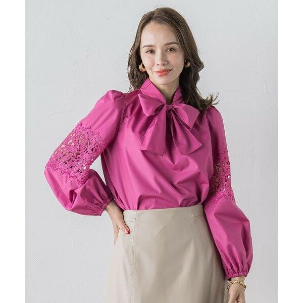 Viaggio Blu / ビアッジョブルー 袖レースブラウス≪洗濯機で洗える≫