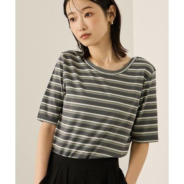 ketty / ケティ ランダムリブボーダーハーフスリーブカットソー≪手洗い可能≫