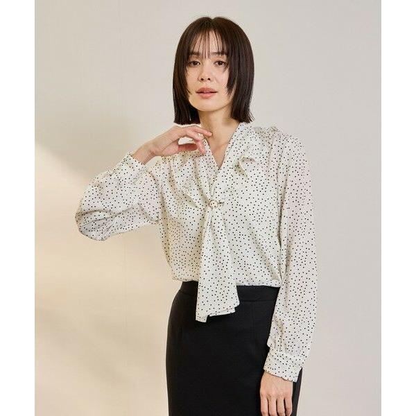 ketty / ケティ デシンVネックフリルドットボウタイブラウス