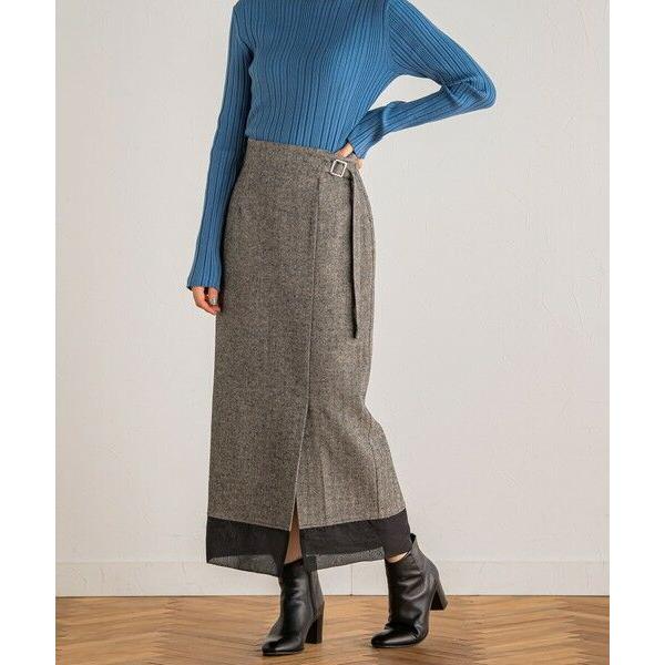 Droite lautreamont / ドロワットロートレアモン ウール調ヘリンボンスカート≪手洗...