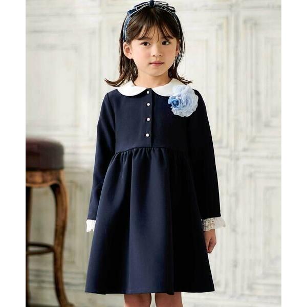 BeBe / べべ ダブルクロス3way付け襟長袖ギャザーワンピース(110~130cm)