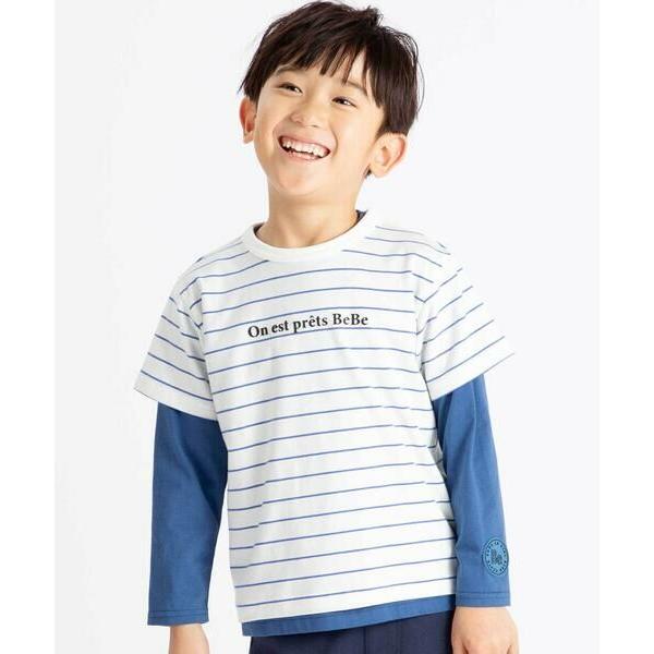 BeBe / べべ ボーダー半袖Tシャツ+長袖Tシャツセット(90~160cm)