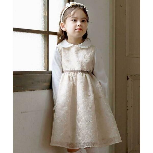BeBe / べべ 【日本製】オーガンジーフラワー刺しゅうドレス(110~130cm)