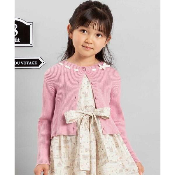 BeBe / べべ ラインリボンくるみボタンニット長袖カーディガン(90~150cm)