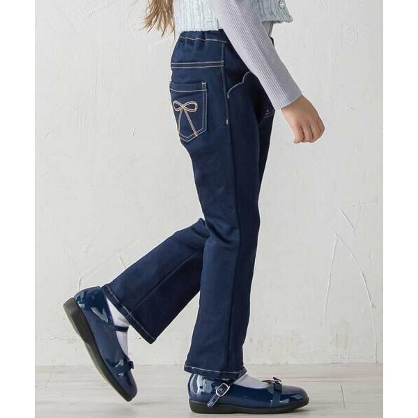 BeBe / べべ ジョグデニムリボン刺しゅうフレアロングパンツ(90~160cm)