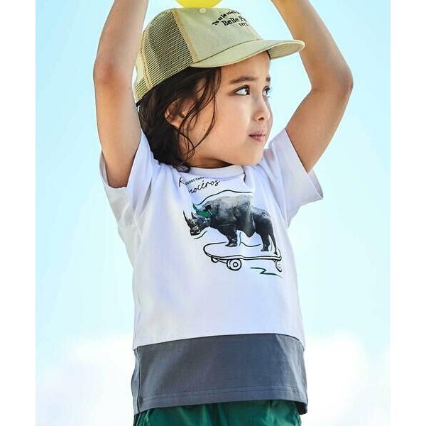 BeBe / べべ バイカラーアニマルプリント天竺半袖Tシャツ(80~140cm)