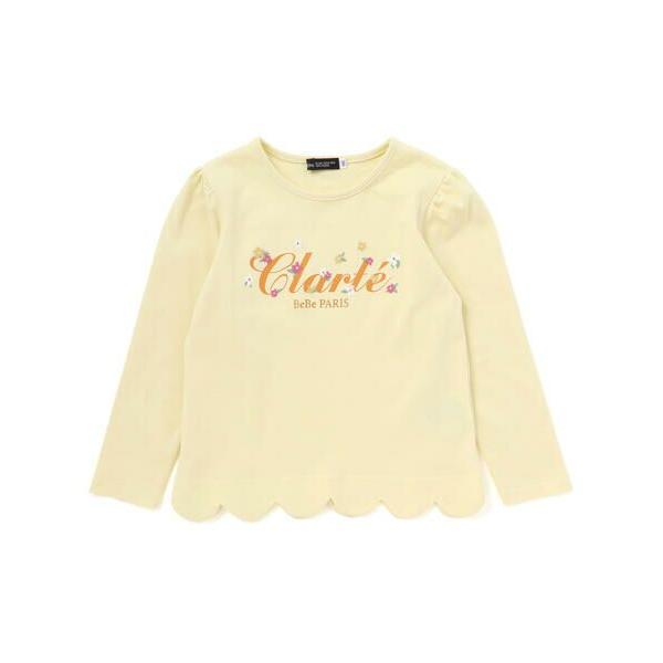 BeBe / べべ フラワーロゴ刺しゅうスカラップスムース長袖Tシャツ(90~150cm)