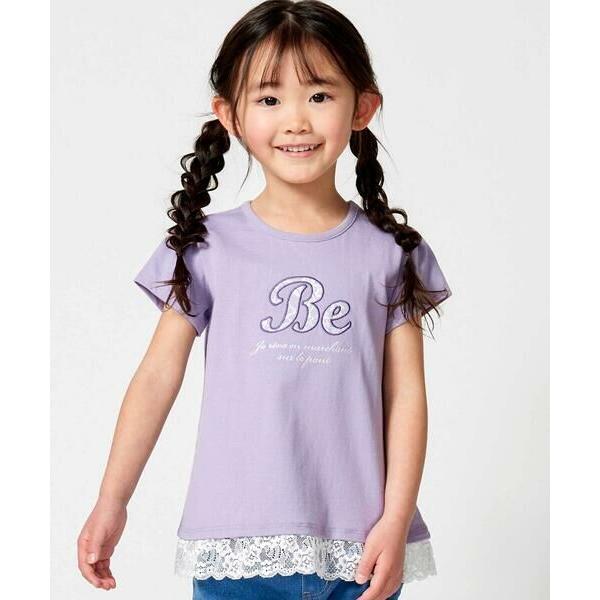 BeBe / べべ 裾レースBeロゴパッチ刺しゅう天竺半袖Tシャツ(80~150cm)