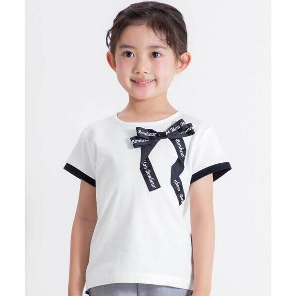 BeBe / べべ グログランBIGリボンモチーフスムース半袖Tシャツ(80~160cm)