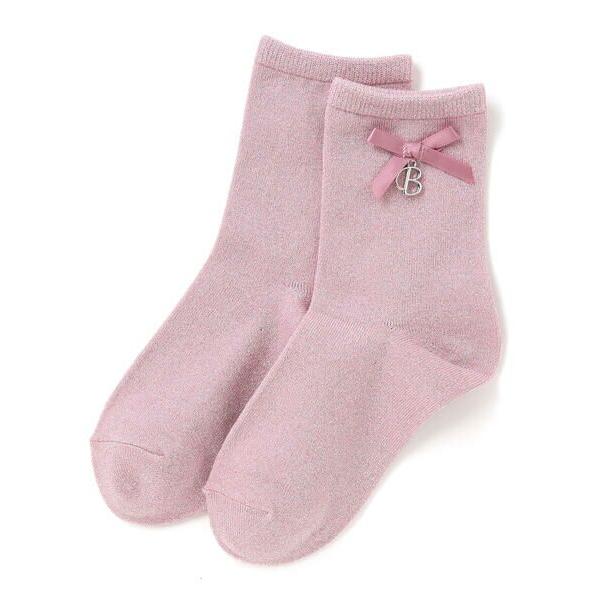 BeBe / べべ チャーム付きリボンラメクルーソックス(11~24cm)