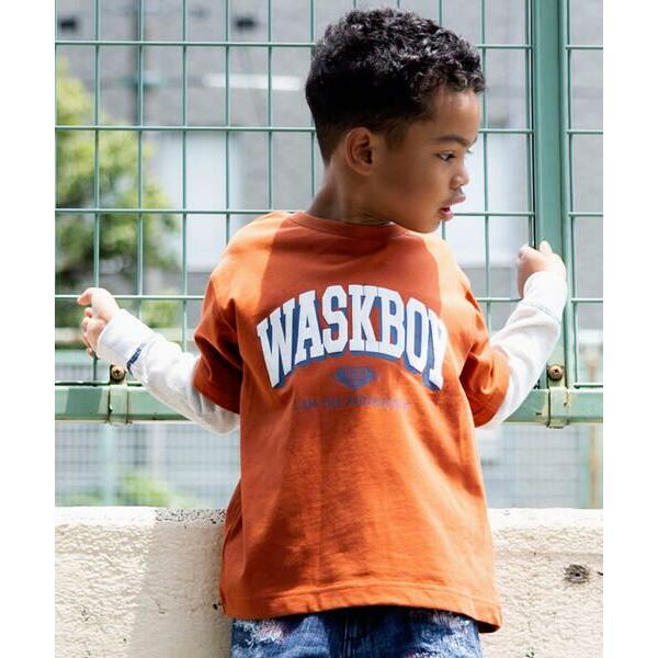 WASK / ワスク 天竺カレッジロゴTシャツ＋ワッフルロングTセット(100~160cm)