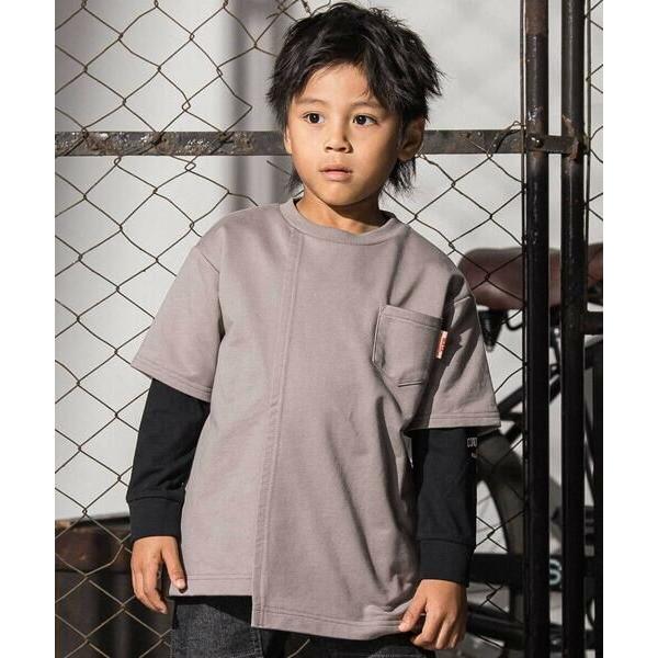 WASK / ワスク アシンメトリー重ね着風BIGミニ裏毛＆ロングTシャツセット(110~160cm...