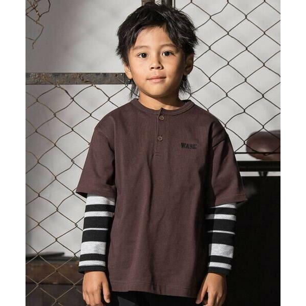WASK / ワスク ヘンリーネックBIGTシャツ＆ボーダーロングTシャツセット(110~160cm...