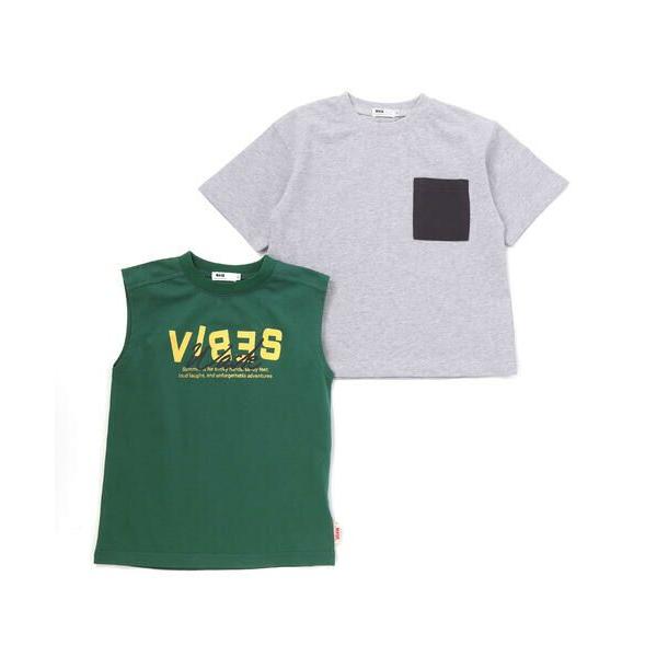 WASK / ワスク 異素材ポケットTシャツ＆ノースリーブセット(110~160cm)