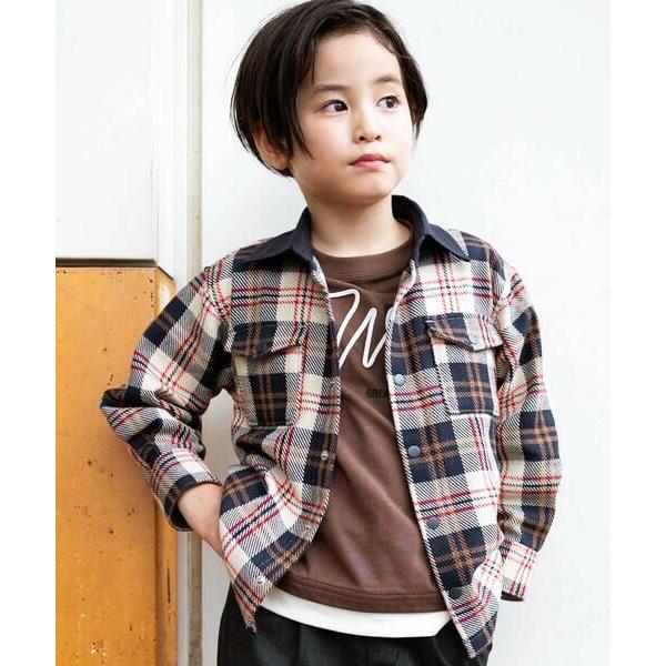WASK / ワスク 配色胸ポケットカルゼチェックシャツ(100~160cm)